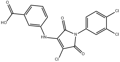 3-{[4-chloro-1-(3,4-dichlorophenyl)-2,5-dioxo-2,5-dihydro-1H-pyrrol-3-yl]amino}benzoic acid Struktur