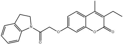 7-[2-(2,3-dihydro-1H-indol-1-yl)-2-oxoethoxy]-3-ethyl-4-methyl-2H-chromen-2-one Struktur