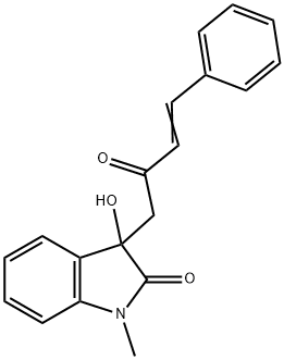 3-hydroxy-1-methyl-3-(2-oxo-4-phenyl-3-butenyl)-1,3-dihydro-2H-indol-2-one Struktur