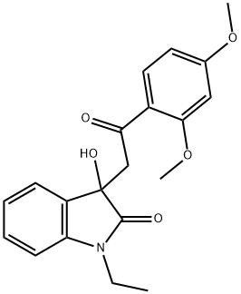 3-[2-(2,4-dimethoxyphenyl)-2-oxoethyl]-1-ethyl-3-hydroxy-1,3-dihydro-2H-indol-2-one Struktur