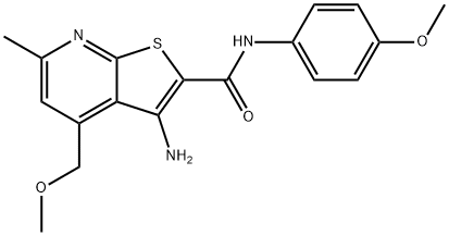 3-amino-4-(methoxymethyl)-N-(4-methoxyphenyl)-6-methylthieno[2,3-b]pyridine-2-carboxamide Struktur