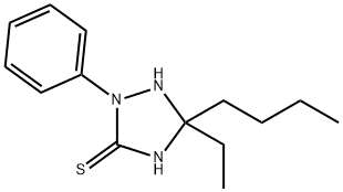 5-butyl-5-ethyl-2-phenyl-1,2,4-triazolidine-3-thione Struktur