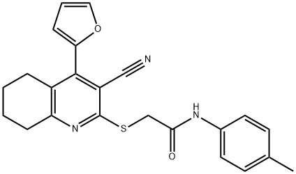 2-{[3-cyano-4-(2-furyl)-5,6,7,8-tetrahydro-2-quinolinyl]sulfanyl}-N-(4-methylphenyl)acetamide Struktur