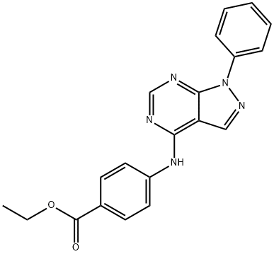 ethyl 4-[(1-phenyl-1H-pyrazolo[3,4-d]pyrimidin-4-yl)amino]benzoate Struktur