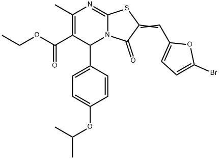 ethyl 2-[(5-bromo-2-furyl)methylene]-5-(4-isopropoxyphenyl)-7-methyl-3-oxo-2,3-dihydro-5H-[1,3]thiazolo[3,2-a]pyrimidine-6-carboxylate Struktur