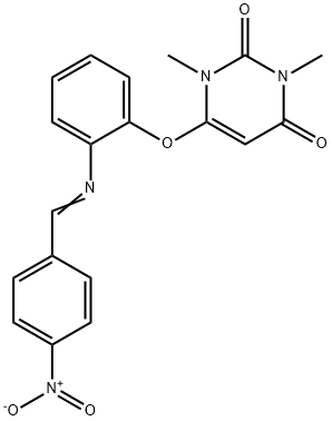 6-[2-({4-nitrobenzylidene}amino)phenoxy]-1,3-dimethyl-2,4(1H,3H)-pyrimidinedione Struktur