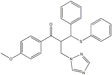 1-(4-methoxyphenyl)-3-phenyl-3-(phenylsulfanyl)-2-(1H-1,2,4-triazol-1-ylmethyl)-1-propanone Struktur