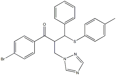 1-(4-bromophenyl)-3-[(4-methylphenyl)sulfanyl]-3-phenyl-2-(1H-1,2,4-triazol-1-ylmethyl)-1-propanone Struktur