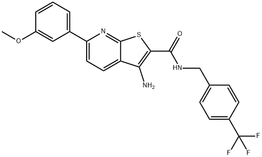 3-amino-6-(3-methoxyphenyl)-N-[4-(trifluoromethyl)benzyl]thieno[2,3-b]pyridine-2-carboxamide Struktur