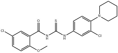 N-(5-chloro-2-methoxybenzoyl)-N'-[3-chloro-4-(1-piperidinyl)phenyl]thiourea Struktur