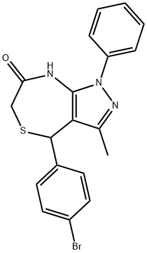 4-(4-bromophenyl)-3-methyl-1-phenyl-4,8-dihydro-1H-pyrazolo[3,4-e][1,4]thiazepin-7(6H)-one Struktur