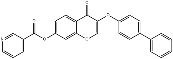 3-([1,1'-biphenyl]-4-yloxy)-4-oxo-4H-chromen-7-yl nicotinate Struktur