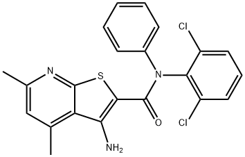 3-Amino-2-[N-(2,6-dichlorophenyl)-N-phenylcarbamoyl]-4,6-dimethylthieno[2,3-b]pyridine Struktur