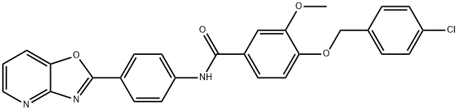 4-[(4-chlorobenzyl)oxy]-3-methoxy-N-(4-[1,3]oxazolo[4,5-b]pyridin-2-ylphenyl)benzamide Struktur