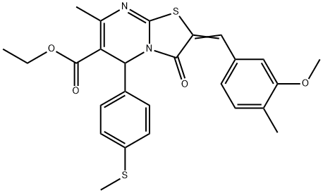 ethyl 2-(3-methoxy-4-methylbenzylidene)-7-methyl-5-[4-(methylsulfanyl)phenyl]-3-oxo-2,3-dihydro-5H-[1,3]thiazolo[3,2-a]pyrimidine-6-carboxylate Struktur