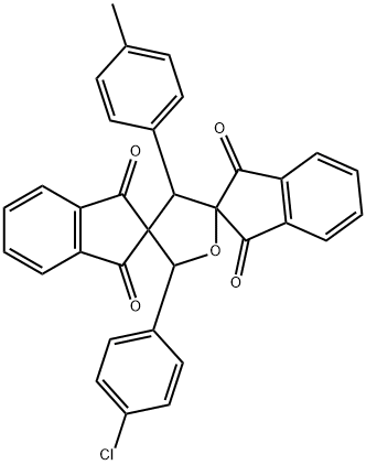 2'-(4-chlorophenyl)-4'-(4-methylphenyl)-1,1'',3,3''(2H,2''H)-tetraoxo-dispiro[1H-indene-2,3'-tetrahydrofuran-5',2''-(1''H)-indene] Struktur