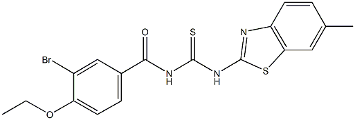 N-(3-bromo-4-ethoxybenzoyl)-N'-(6-methyl-1,3-benzothiazol-2-yl)thiourea Struktur