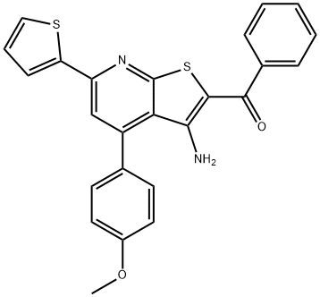 {3-amino-4-[4-(methyloxy)phenyl]-6-thien-2-ylthieno[2,3-b]pyridin-2-yl}(phenyl)methanone Struktur