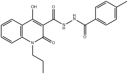 4-hydroxy-N'-(4-methylbenzoyl)-2-oxo-1-propyl-1,2-dihydro-3-quinolinecarbohydrazide Struktur