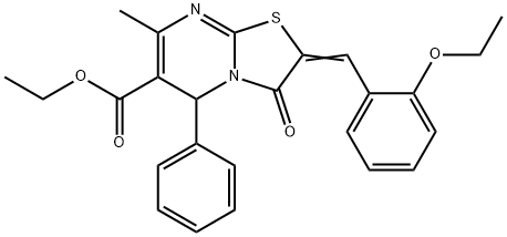 ethyl 2-(2-ethoxybenzylidene)-7-methyl-3-oxo-5-phenyl-2,3-dihydro-5H-[1,3]thiazolo[3,2-a]pyrimidine-6-carboxylate Struktur