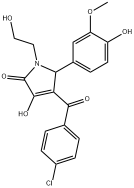 4-(4-chlorobenzoyl)-3-hydroxy-1-(2-hydroxyethyl)-5-(4-hydroxy-3-methoxyphenyl)-1,5-dihydro-2H-pyrrol-2-one Struktur