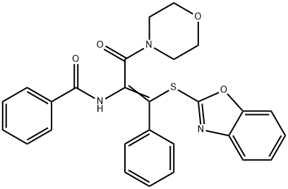 N-[2-(1,3-benzoxazol-2-ylsulfanyl)-1-(4-morpholinylcarbonyl)-2-phenylvinyl]benzamide Struktur