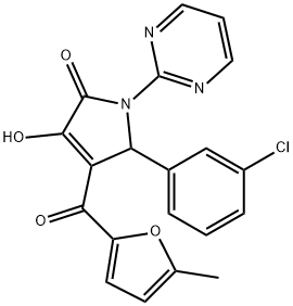 5-(3-chlorophenyl)-3-hydroxy-4-(5-methyl-2-furoyl)-1-(2-pyrimidinyl)-1,5-dihydro-2H-pyrrol-2-one Struktur