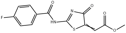 methyl (2-[(4-fluorobenzoyl)amino]-4-oxo-1,3-thiazol-5(4H)-ylidene)acetate Struktur