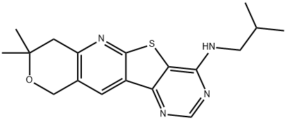 N-isobutyl-8,8-dimethyl-7,10-dihydro-8H-pyrano[3'',4'':5',6']pyrido[3',2':4,5]thieno[3,2-d]pyrimidin-4-amine Struktur