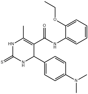 4-[4-(dimethylamino)phenyl]-N-(2-ethoxyphenyl)-6-methyl-2-thioxo-1,2,3,4-tetrahydropyrimidine-5-carboxamide Struktur