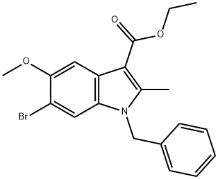 ethyl 1-benzyl-6-bromo-5-methoxy-2-methyl-1H-indole-3-carboxylate Struktur