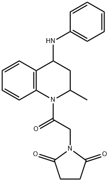 1-[2-(4-anilino-2-methyl-3,4-dihydro-1(2H)-quinolinyl)-2-oxoethyl]-2,5-pyrrolidinedione Struktur