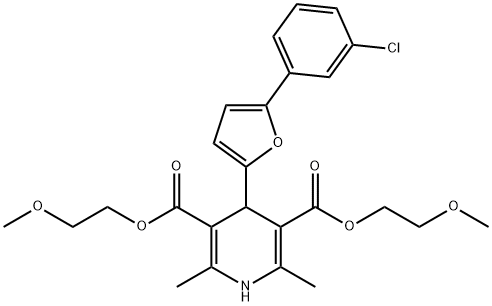 bis(2-methoxyethyl) 4-[5-(3-chlorophenyl)-2-furyl]-2,6-dimethyl-1,4-dihydro-3,5-pyridinedicarboxylate Struktur