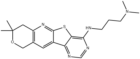 N~1~-(8,8-dimethyl-7,10-dihydro-8H-pyrano[3'',4'':5',6']pyrido[3',2':4,5]thieno[3,2-d]pyrimidin-4-yl)-N~3~,N~3~-dimethyl-1,3-propanediamine Struktur