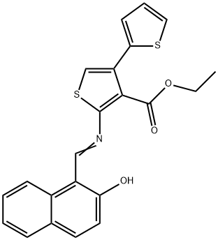 ethyl 2-{[(2-hydroxy-1-naphthyl)methylidene]amino}-4,2'-bithiophene-3-carboxylate Struktur