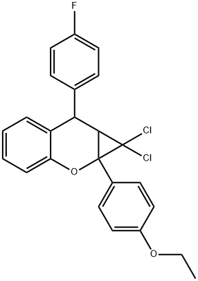 1,1-dichloro-1a-(4-ethoxyphenyl)-7-(4-fluorophenyl)-1,1a,7,7a-tetrahydrocyclopropa[b]chromene Struktur