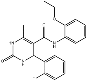 N-(2-ethoxyphenyl)-4-(2-fluorophenyl)-6-methyl-2-oxo-1,2,3,4-tetrahydropyrimidine-5-carboxamide Struktur