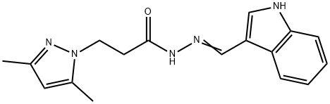 3-(3,5-dimethyl-1H-pyrazol-1-yl)-N'-(1H-indol-3-ylmethylene)propanohydrazide Struktur