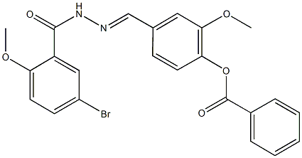 4-[2-(5-bromo-2-methoxybenzoyl)carbohydrazonoyl]-2-methoxyphenyl benzoate Struktur