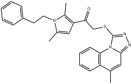 1-[2,5-dimethyl-1-(2-phenylethyl)-1H-pyrrol-3-yl]-2-[(5-methyl[1,2,4]triazolo[4,3-a]quinolin-1-yl)sulfanyl]ethanone Struktur