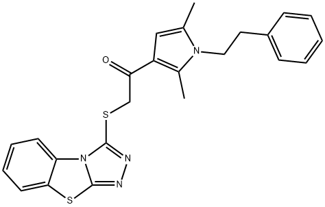 1-[2,5-dimethyl-1-(2-phenylethyl)-1H-pyrrol-3-yl]-2-([1,2,4]triazolo[3,4-b][1,3]benzothiazol-3-ylsulfanyl)ethanone Struktur