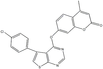 7-{[5-(4-chlorophenyl)thieno[2,3-d]pyrimidin-4-yl]oxy}-4-methyl-2H-chromen-2-one Struktur