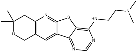 N-[2-(dimethylamino)ethyl]-N-(8,8-dimethyl-7,10-dihydro-8H-pyrano[3'',4'':5',6']pyrido[3',2':4,5]thieno[3,2-d]pyrimidin-4-yl)amine Struktur