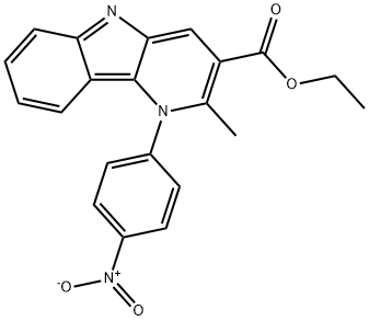 ethyl 1-{4-nitrophenyl}-2-methyl-1H-pyrido[3,2-b]indole-3-carboxylate Struktur