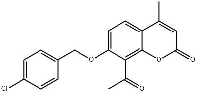 8-acetyl-7-[(4-chlorobenzyl)oxy]-4-methyl-2H-chromen-2-one Struktur