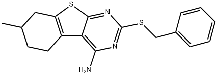 2-(benzylsulfanyl)-7-methyl-5,6,7,8-tetrahydro[1]benzothieno[2,3-d]pyrimidin-4-ylamine Struktur