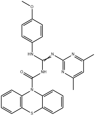 N-(4,6-dimethyl-2-pyrimidinyl)-N'-(4-methoxyphenyl)-N''-(10H-phenothiazin-10-ylcarbonyl)guanidine Struktur