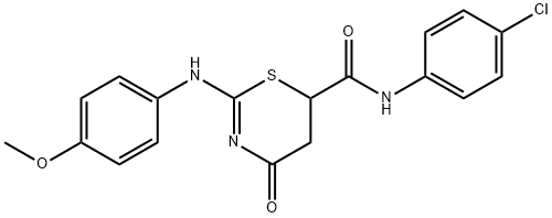 N-(4-chlorophenyl)-2-(4-methoxyanilino)-4-oxo-5,6-dihydro-4H-1,3-thiazine-6-carboxamide Struktur