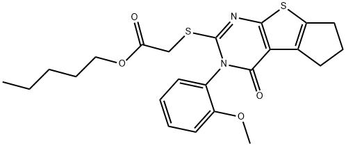 pentyl {[3-(2-methoxyphenyl)-4-oxo-3,5,6,7-tetrahydro-4H-cyclopenta[4,5]thieno[2,3-d]pyrimidin-2-yl]sulfanyl}acetate Struktur