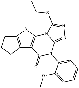 1-(ethylsulfanyl)-4-(2-methoxyphenyl)-7,8-dihydro-6H-cyclopenta[4,5]thieno[3,2-e][1,2,4]triazolo[4,3-a]pyrimidin-5(4H)-one Struktur